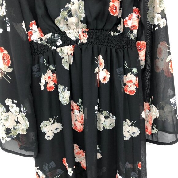 MINKPINK Black Floral V-Neck Long Sheer Sleeve Maxi Dress size XS - Picture 11 of 14